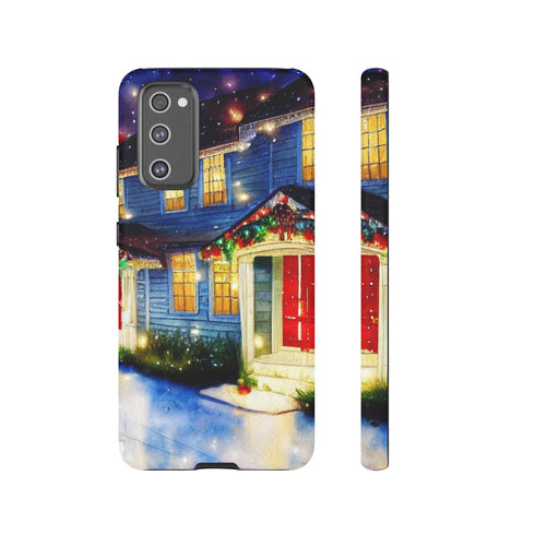 Festive Christmas Decorations on a Row of Townhomes - Impact Resistant Phone Case Samsung Galaxy S20 FE Matte